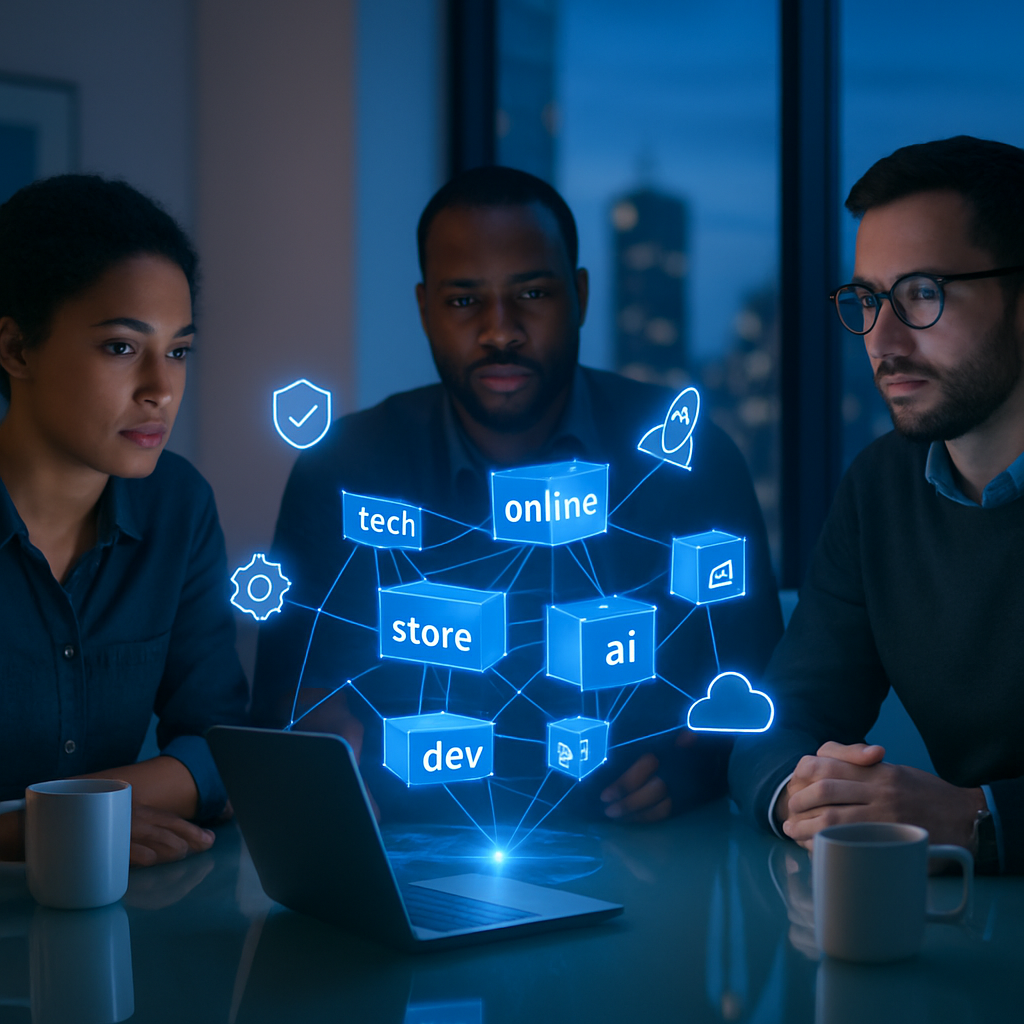 Supporting graphic illustrating Nameblock features like DNS, API, and governance
